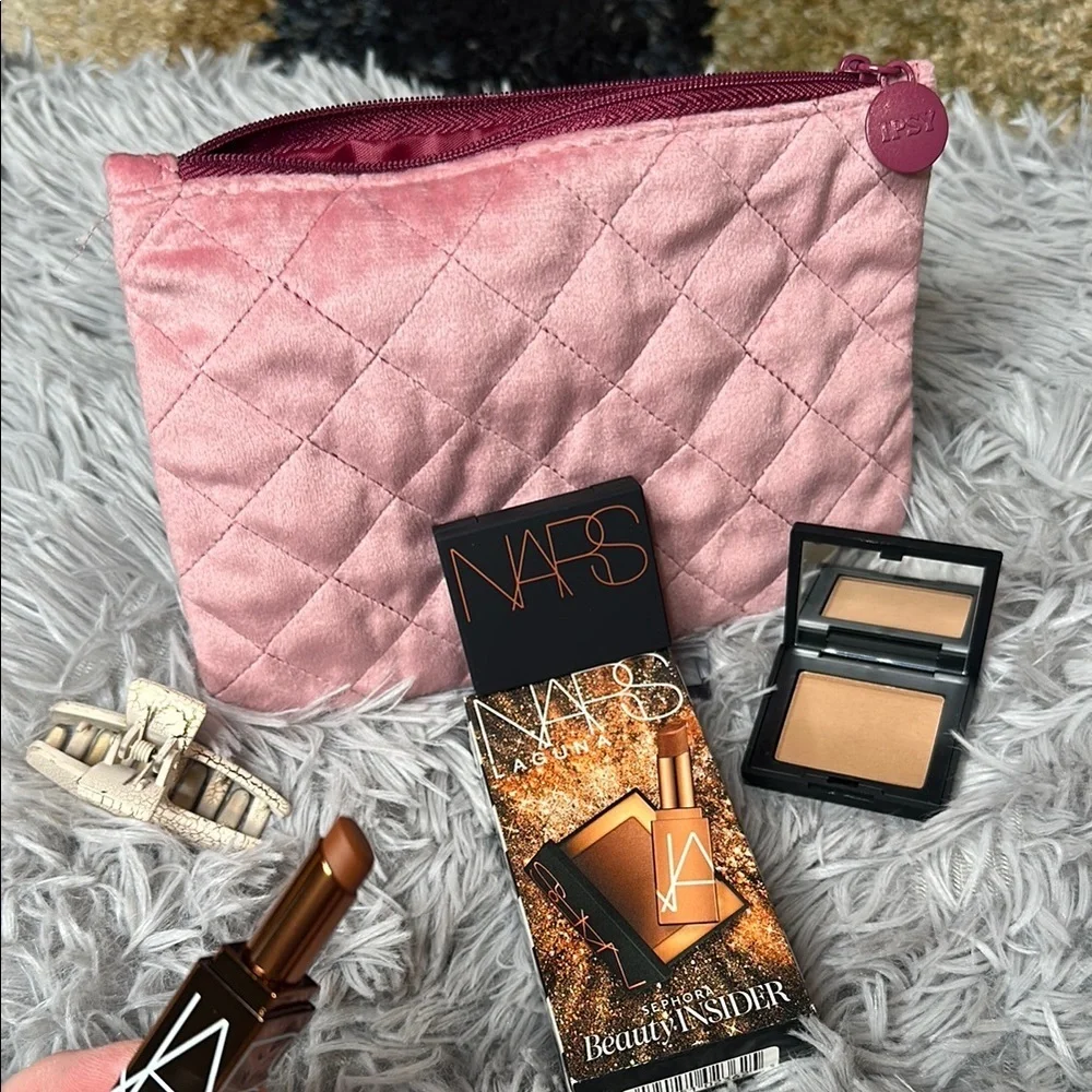 NARS Beauty Bundle & Ipsy Bag Pink Quilted NARS Bronzer x2 & Lip Balm Laguna SET